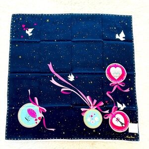 Nina Ricci Navy Blue/Multicolor Bandanna/Scarf 20” X 20”